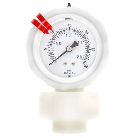 PIC GAUGES Molded Gauge and Seal Assembly, 0 to 60 psi, 1/4 in FNPT, Plastic, White 701DDS-T-254C