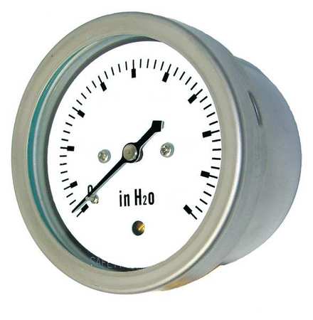 PIC GAUGES Pressure Gauge, 0 to 60 in wc, 1/4 in MNPT, Stainless Steel, Silver LP2-SB-254-60