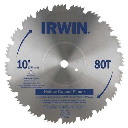 Irwin 10", 80-Teeth Circular Saw Blade, Steel 11670