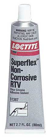 Loctite Non-Corrosive RTV Silicone, 80 mL, Clear, Temp Range -75 to 500 Degrees F 234323