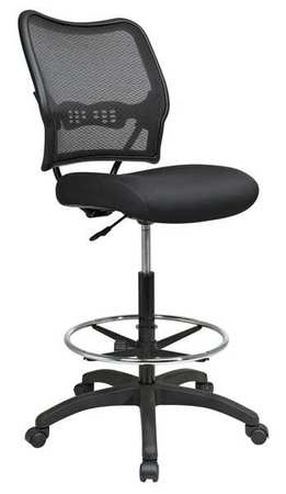 OFFICE STAR Mesh Drafting Chair, 27-1/2" to 32-1/2", No Arms, Black 13-37N20D