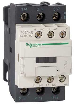 SCHNEIDER ELECTRIC 120VAC Non-Reversing Magnetic Contactor 3P 9A NEMA 00 T02AN13G7