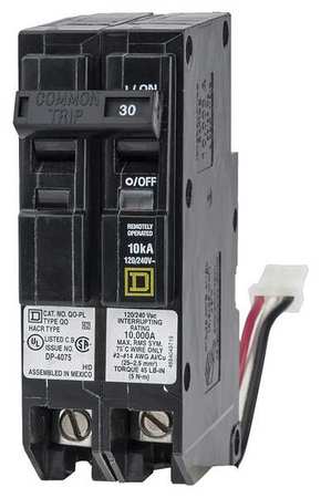 Schneider Electric Miniature Circuit Breaker, QO Series 30A, 2 Pole, 120/240V AC QO230PLILC