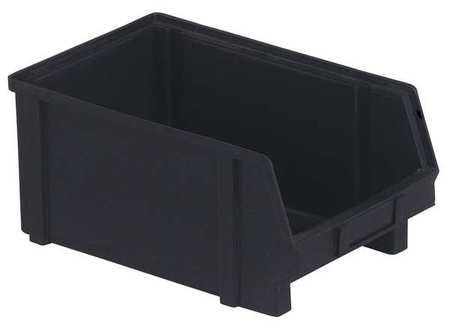 LEWISBINS 15 lb Hang & Stack Storage Bin, Plastic, 8 1/8 in W, 6 in H, Black, 12 7/8 in L PB40-FXL