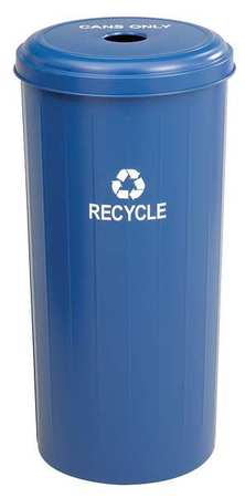 SAFCO 20 gal Round Recycling Bin, Open Top, Blue, Steel, 1 Openings 9632BU