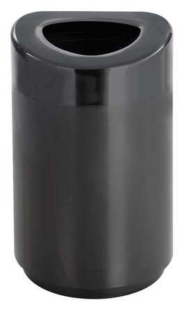 SAFCO 30 gal Round Trash Can, Black, 20" Dia, Open Top, Steel, Rigid Plastic 9920BL