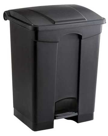 Safco 17 gal Rectangular Trash Can, Black, 19-3/4" Dia, Step-On, Plastic 9922BL