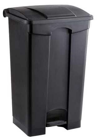 SAFCO 23 gal Rectangular Trash Can, Black, 19-3/4" Dia, Step-On, Plastic 9923BL