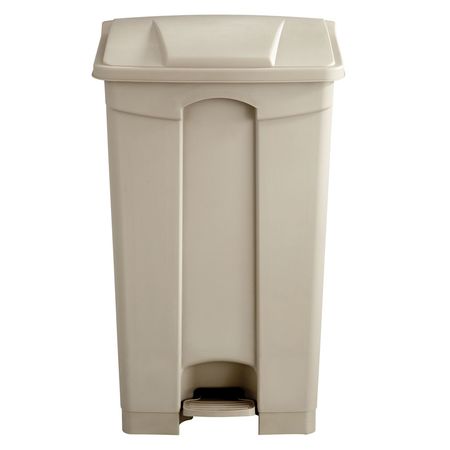 Safco 23 gal Rectangular Trash Can, Tan, 19-1/2" Dia, Step-On, Plastic 9923TN