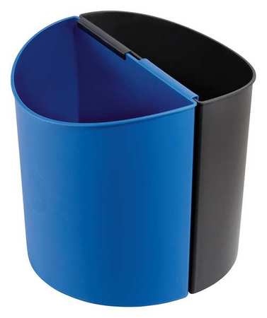 Safco 6 gal Half-Round Recycling Receptacle, Black/Blue, 13" Dia, Plastic 9927BB