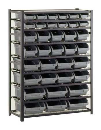 Edsal Steel Wire Bin Shelving, 44 in W x 57 in H x 16 in D, 9 Shelves, Black UR4416BIN36