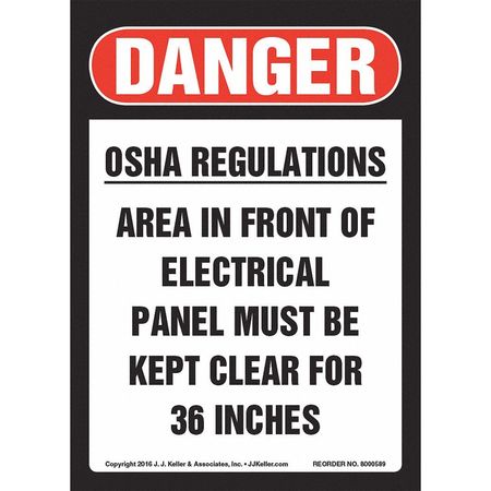 JJ KELLER Area Must Be Kept Clear, OSHA Label 8001297