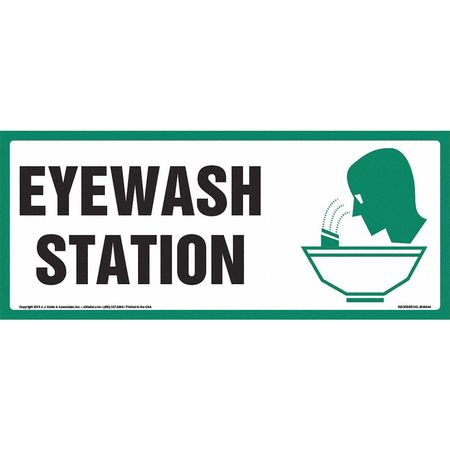 JJ KELLER Eye Wash Station Sign, 17"x7", Laminated 8001286