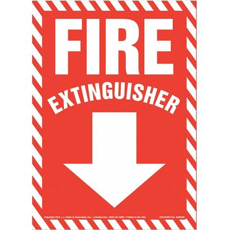 JJ KELLER Fire Extinguisher, Down Arrow Sign 8001159