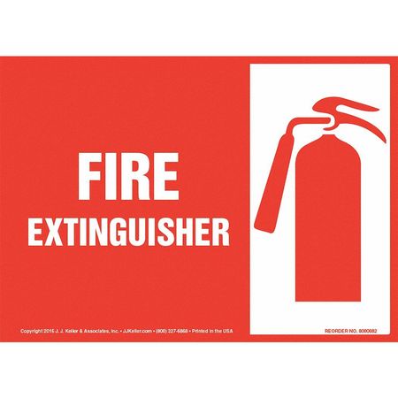 JJ KELLER Fire Extinguisher, Horizontal Sign 8001161