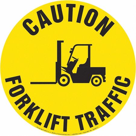 Jj Keller Caution, Forklift Traffic Floor Sign 8001185