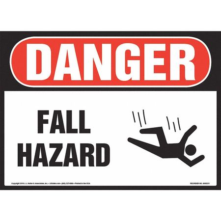 JJ KELLER Danger, Fall Hazard, 14" x 10", Plastic 8001222