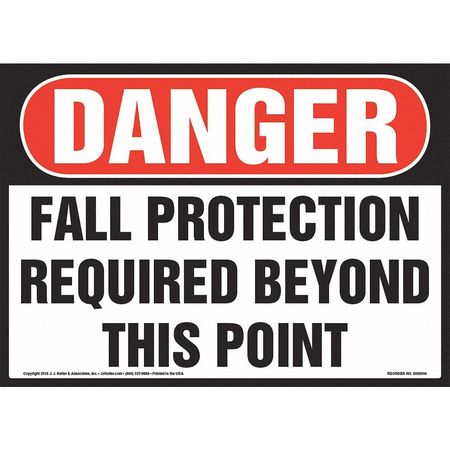 JJ KELLER Fall Protection Required, 14"x10", Vinyl 8001167