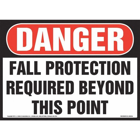 JJ KELLER Fall Protection Required, 14"x10", Plastic 8001168
