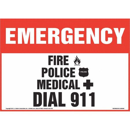 JJ KELLER Emergency Dial 911 Sign, 8001295 8001295