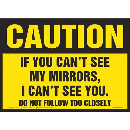 JJ KELLER Cant See My Mirrors, 10" x 7", Vinyl, 8001262 8001262