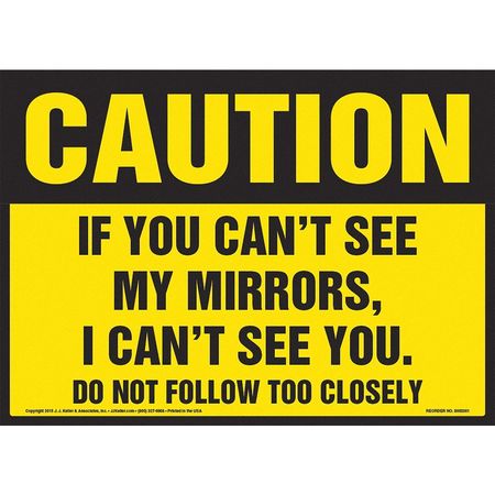 JJ KELLER Cant See My Mirrors, 14" x 10", Vinyl 8001263