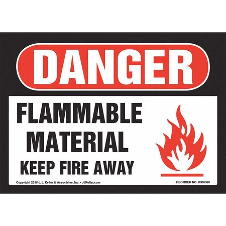 JJ KELLER Flammable Material Keep Fire Away Label 8001298