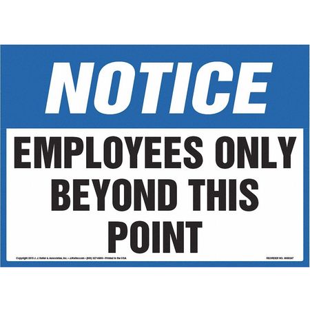 JJ KELLER Notice, Employees Only, 14"x10", Laminated 8001210