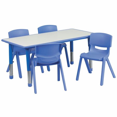 Flash Furniture Rectangle Activity Table, 23.625 W X 47.25 L X 23.5 H, Plastic, Steel, Grey YU-YCY-060-0034-RECT-TBL-BLUE-GG