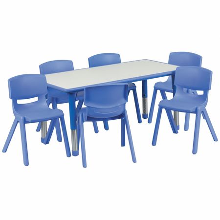 Flash Furniture Rectangle Activity Table, 23.625 X 47.25 X 23.5, Plastic, Steel Top, Grey YU-YCY-060-0036-RECT-TBL-BLUE-GG