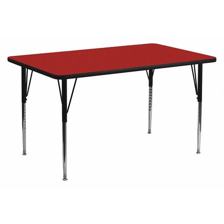 Flash Furniture Rectangle Activity Table, 30 W X 72 L X 30.125 H, Chrome, Laminate, Particleboard, Steel, Red XU-A3072-REC-RED-T-A-GG