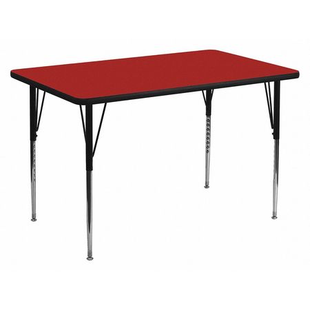 FLASH FURNITURE Rectangle Activity Table, 30 X 48 X 30.125, Chrome, Laminate, Particleboard, Steel Top, Red XU-A3048-REC-RED-T-A-GG