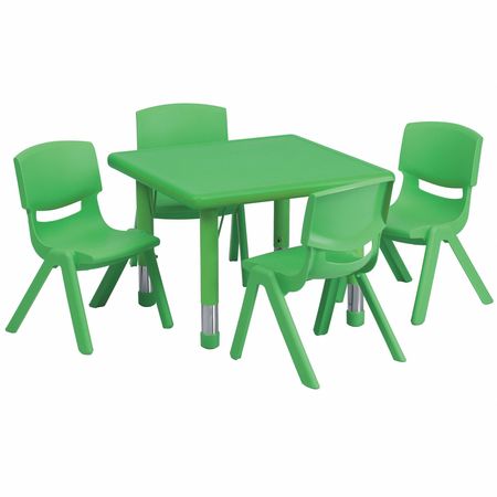 FLASH FURNITURE Square Activity Table, 24 X 24 X 23.75, Plastic, Steel Top, Green YU-YCX-0023-2-SQR-TBL-GREEN-E-GG