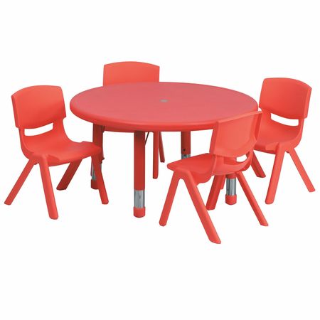 Flash Furniture Round Activity Table, 33 X 33 X 23.75, Plastic, Steel Top, Red YU-YCX-0073-2-ROUND-TBL-RED-E-GG