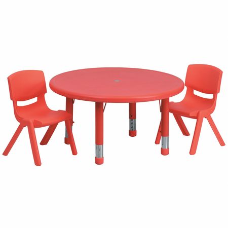 FLASH FURNITURE Round Activity Table, 33 X 33 X 23.75, Plastic, Steel Top, Red YU-YCX-0073-2-ROUND-TBL-RED-R-GG