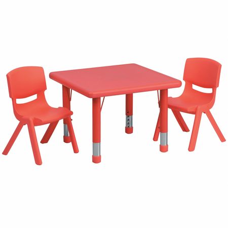 FLASH FURNITURE Square Activity Table, 24 X 24 X 23.75, Plastic, Steel Top, Red YU-YCX-0023-2-SQR-TBL-RED-R-GG