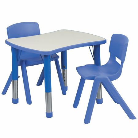 FLASH FURNITURE Rectangle Activity Table, 21.875 X 26.625 X 23.5, Plastic, Steel Top, Grey YU-YCY-098-0032-RECT-TBL-BLUE-GG