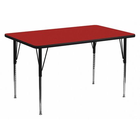 FLASH FURNITURE Rectangle Activity Table, 24 X 48 X 30.125, Chrome, Laminate, Particleboard, Steel Top, Red XU-A2448-REC-RED-T-A-GG