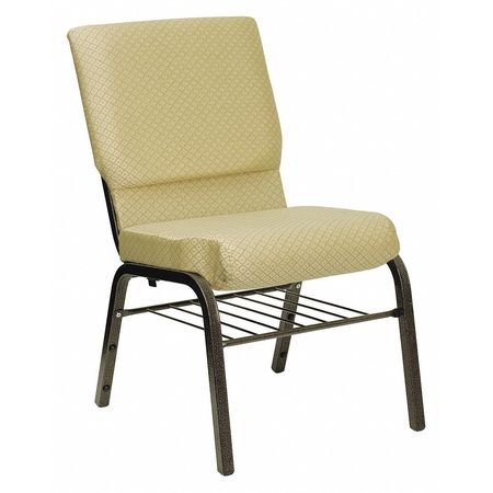 FLASH FURNITURE Fabric Church Chair w/Book Rack, Beige XU-CH-60096-BGE-BAS-GG
