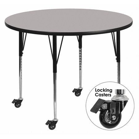 FLASH FURNITURE Round Actvity Table, Round, Gray, Lckng Cstrs, 42", 42" X 42" X 30.37", Laminate Top, Grey XU-A42-RND-GY-T-A-CAS-GG