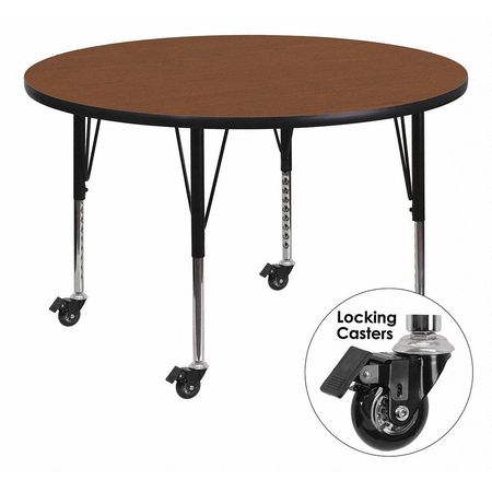 Flash Furniture Round Activity Table, 48" X 48" X 25.5", Laminate Top, Wood Grain XU-A48-RND-OAK-H-P-CAS-GG