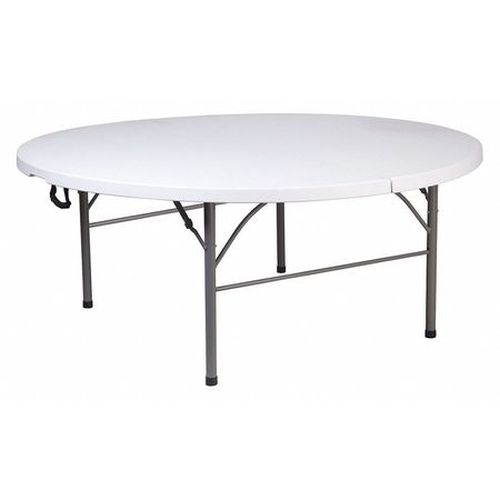 FLASH FURNITURE Round Folding Table, 70.75" W, 70.75" L, 29" H, Plastic Top, White RB-183RFH-GG