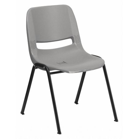 Flash Furniture Stack Chair, Ergo Shell, Plastic, Gray RUT-EO1-GY-GG