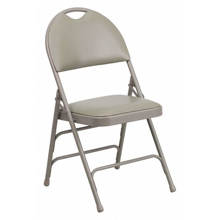 FLASH FURNITURE Vinyl Folding Chair, Gray HA-MC705AV-3-GY-GG