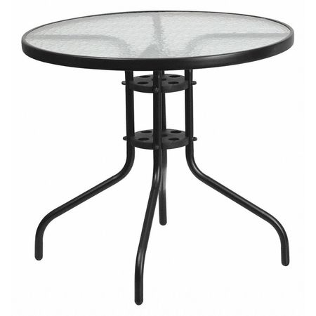 FLASH FURNITURE Bellamy 31.5'' Round Tempered Glass Metal Table TLH-070-2-GG