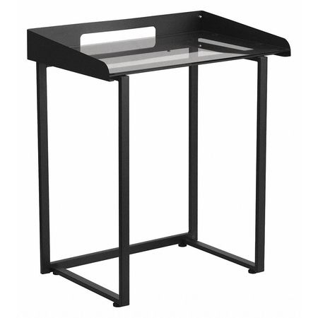 Flash Furniture Contemporary Desk, 18" D, 27.5 W, 32.25 H, Clear/Black, Glass, Metal NAN-YLCD1233-GG