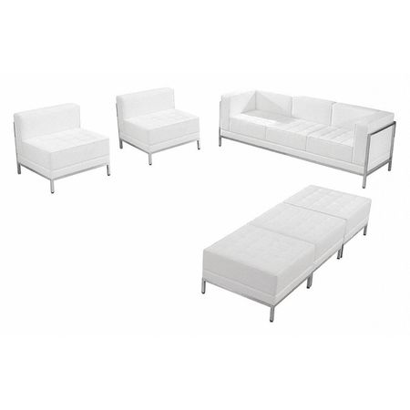 FLASH FURNITURE 6 pcs. Living Room Set, Upholstery Color: White ZB-IMAG-SET20-WH-GG