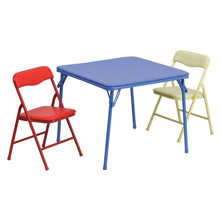 FLASH FURNITURE Square Folding Table, 24" X 24" X 20.25", Vinyl Top, Blue JB-10-CARD-GG