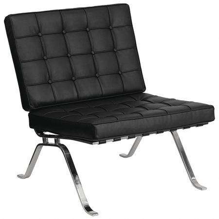 FLASH FURNITURE Leather Lounge Chair, Flash Series, Blk, 32" x 35" ZB-FLASH-801-CHAIR-BK-GG