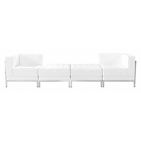 FLASH FURNITURE Living Room Set, 28" x 27-1/4, Upholstery Color: White, Series: Imagination ZB-IMAG-SET7-WH-GG